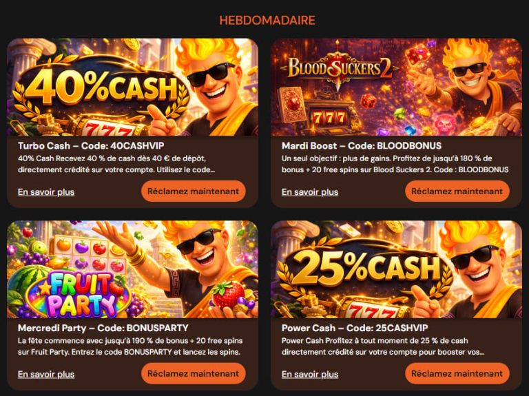 Hermes Casino bonus hebdomadaire